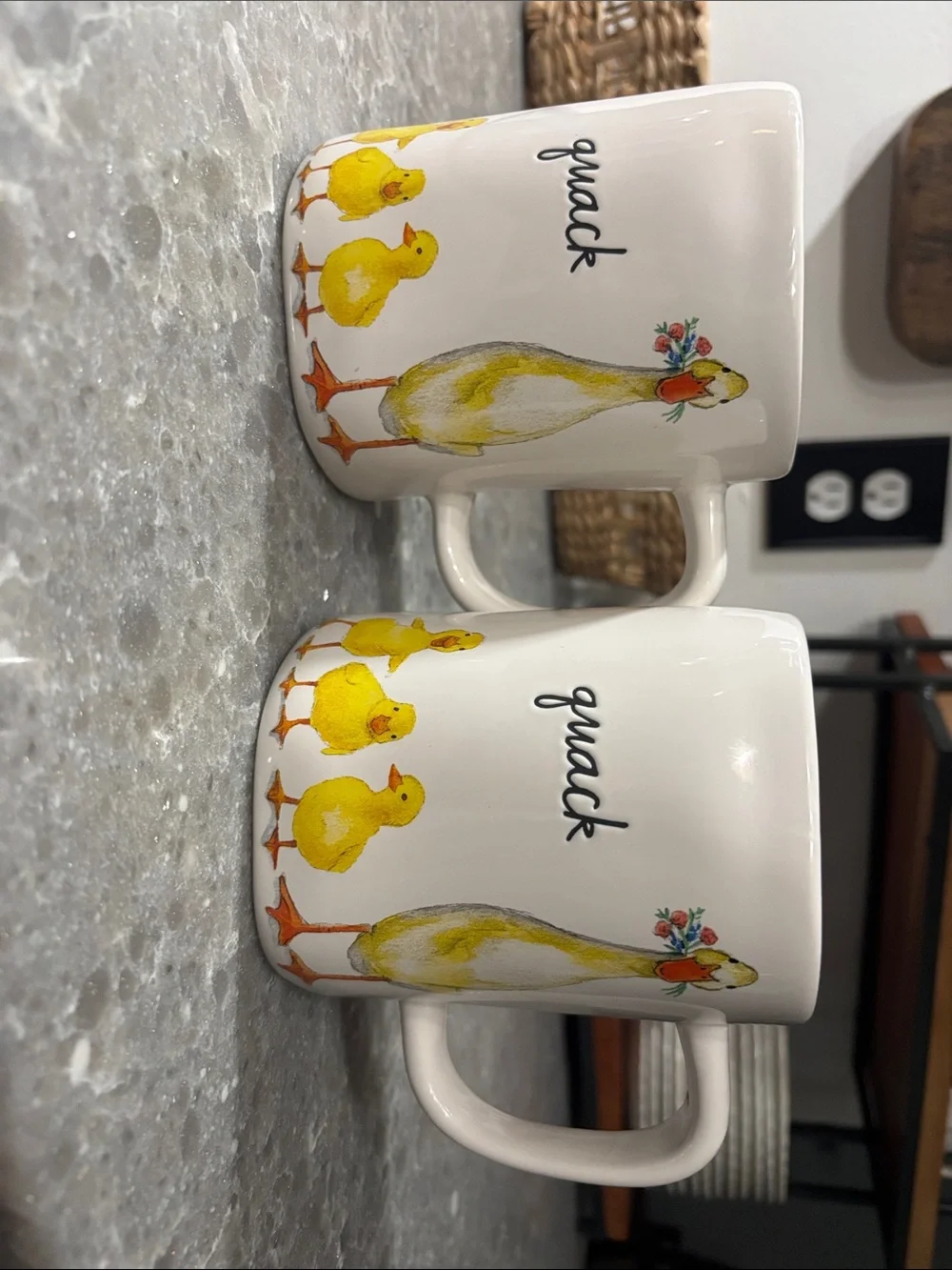 Rae Dunn White Ceramic Mug with Yellow Ducklings